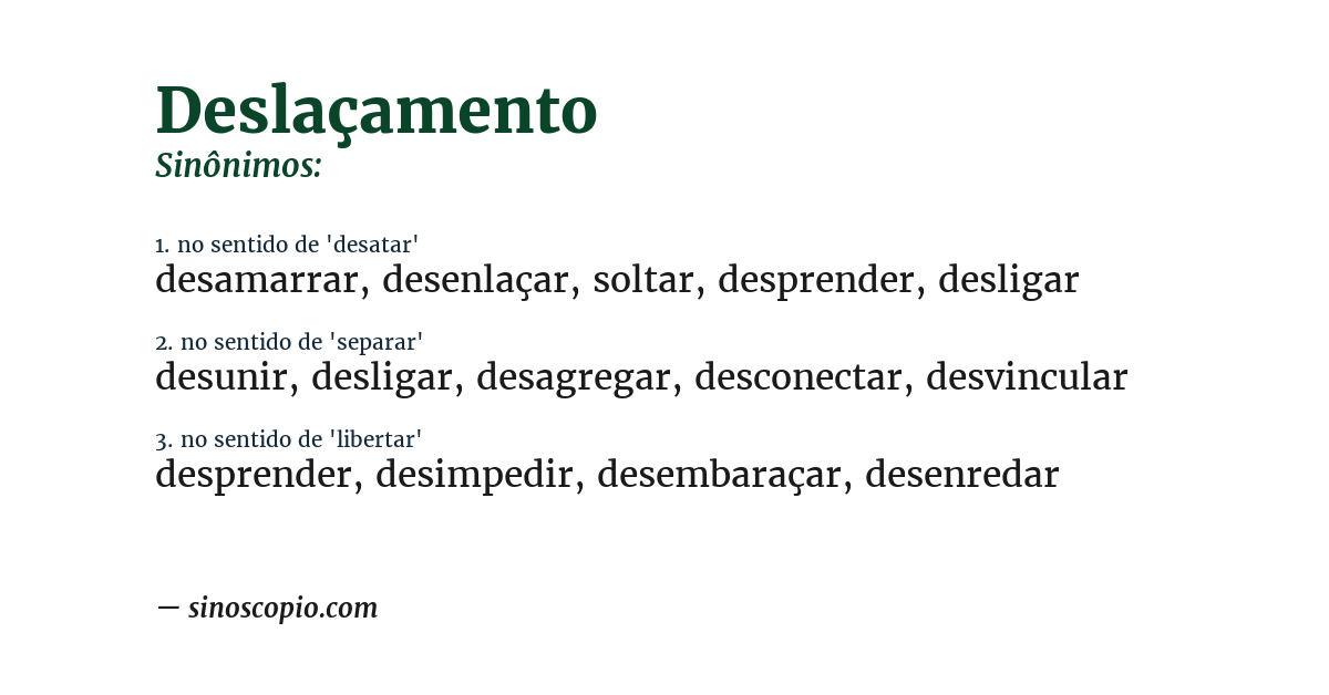 Sinônimo de deslaçamento