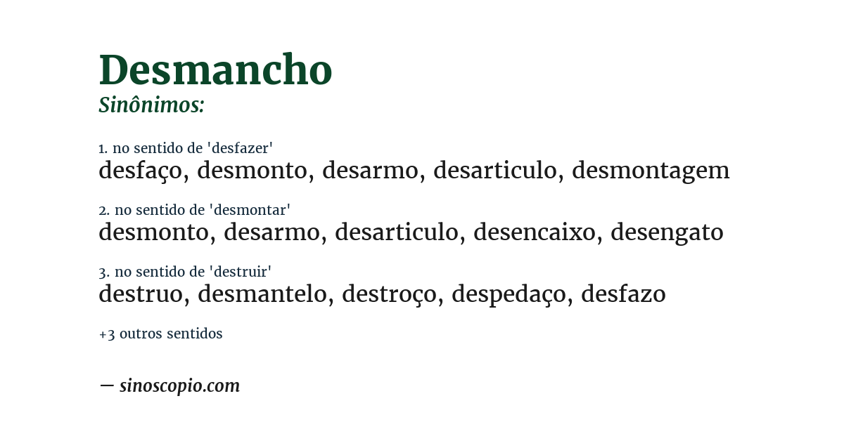 Sinônimo de desmancho