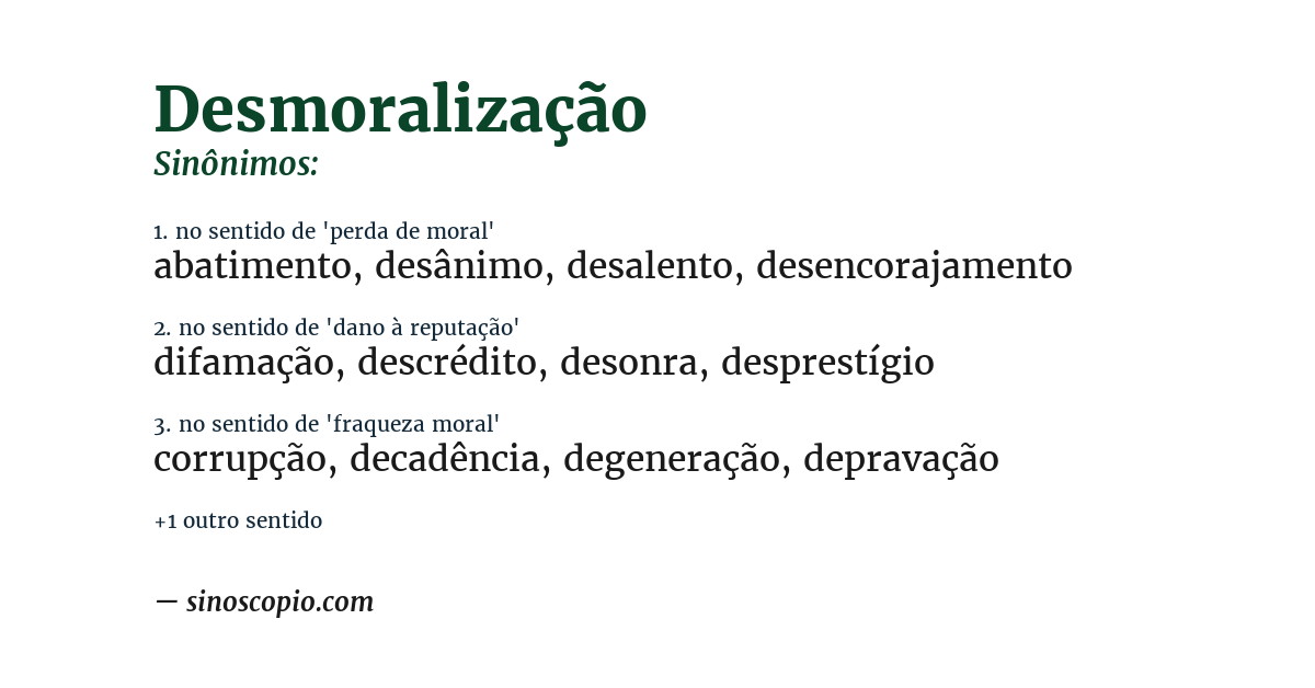 Sinônimo de desmoralização