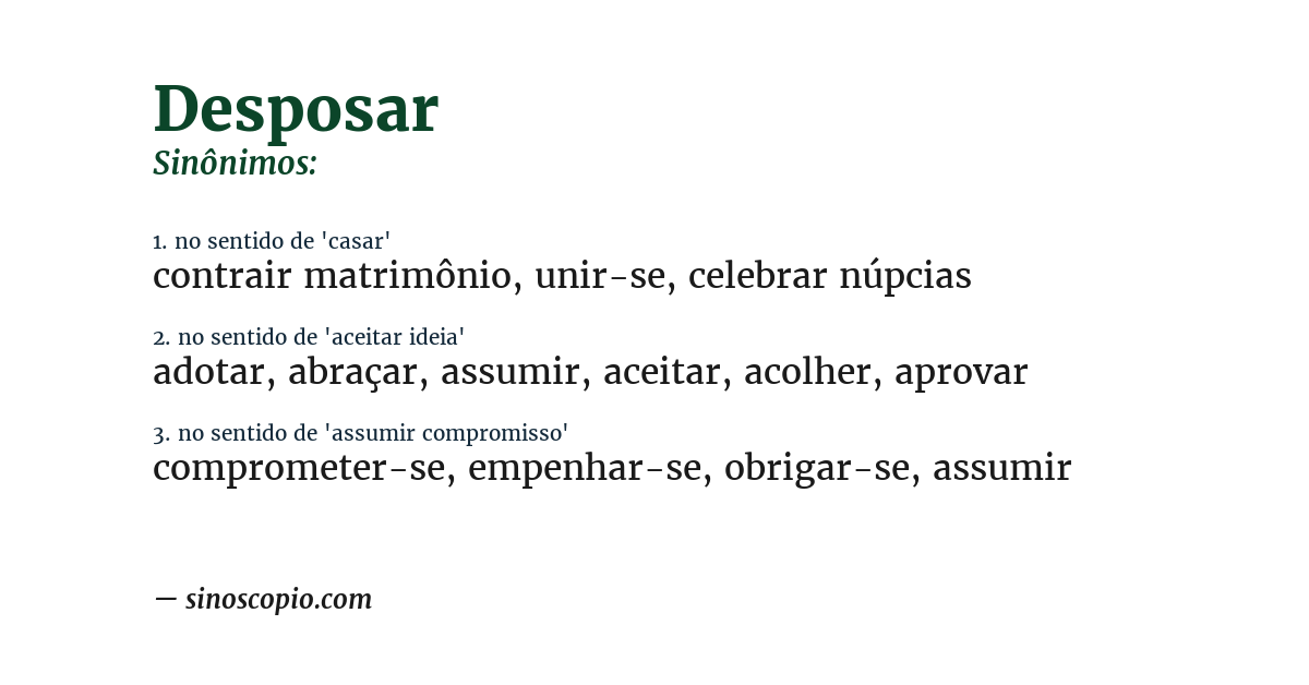 Sinônimo de desposar