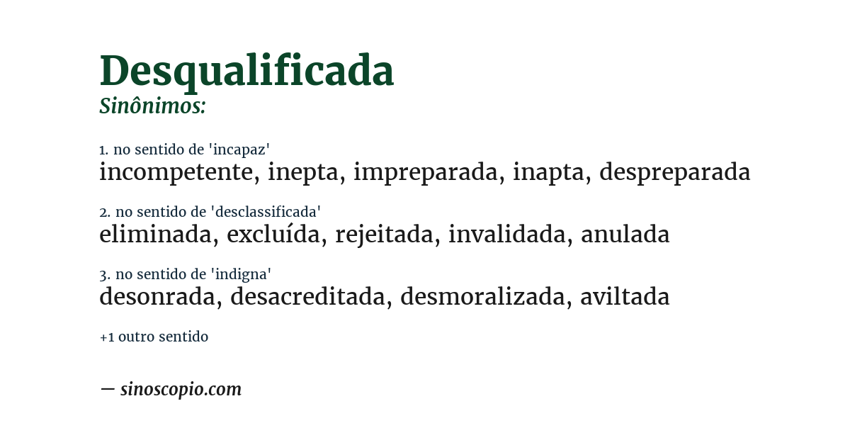 Sinônimo de desqualificada