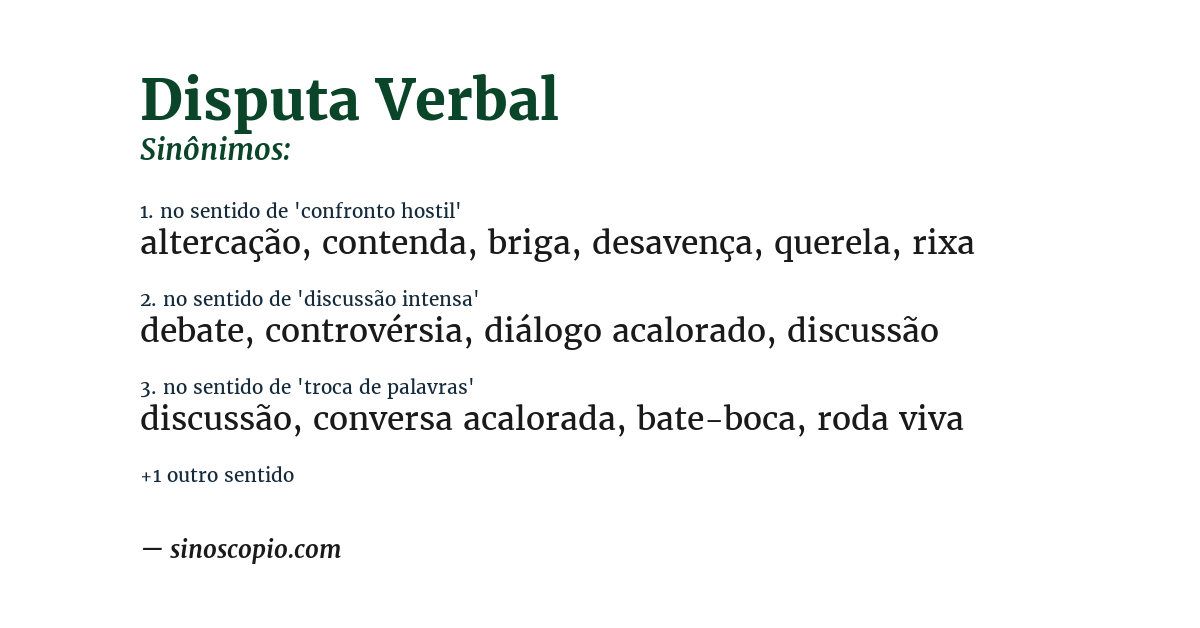 Sinônimo de disputa verbal