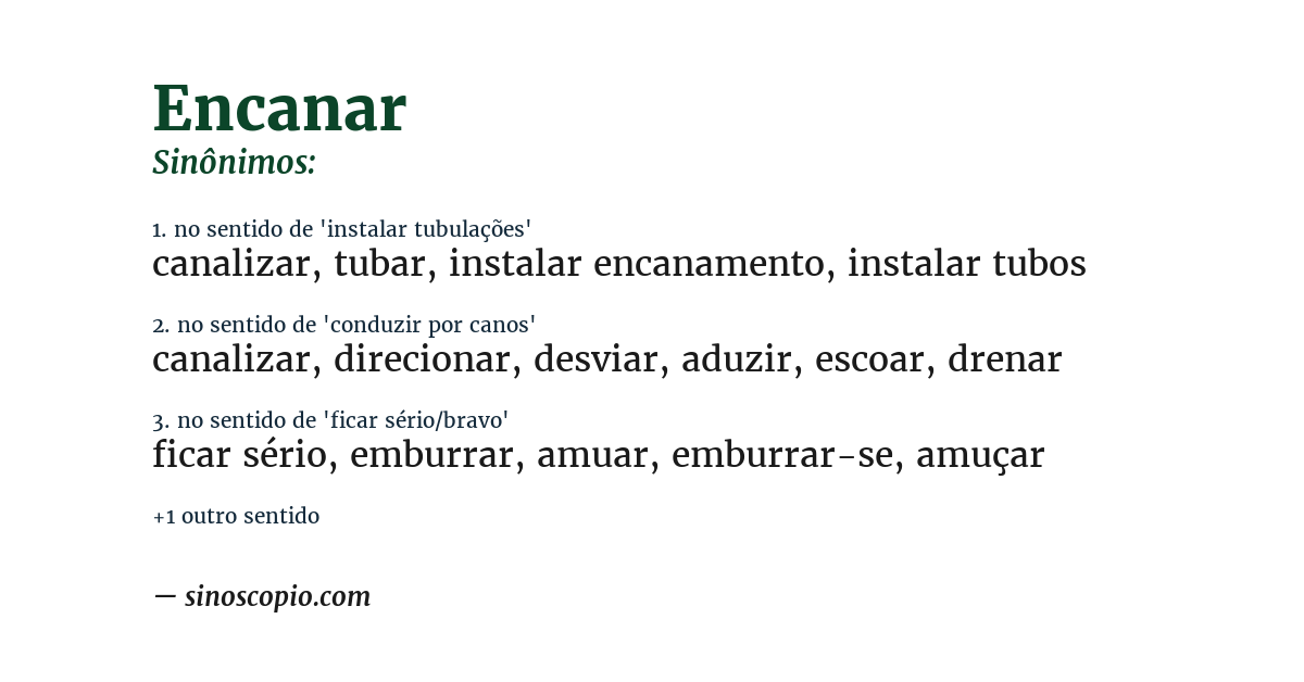 Sinônimo de encanar