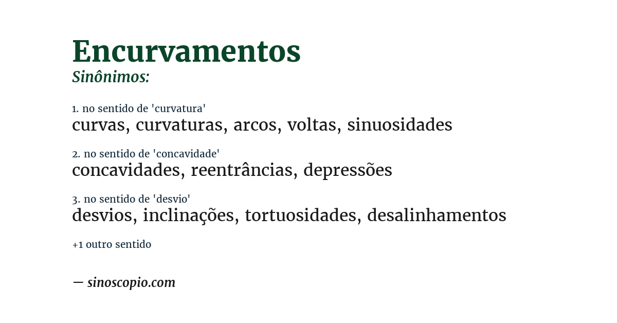 Sinônimo de encurvamentos