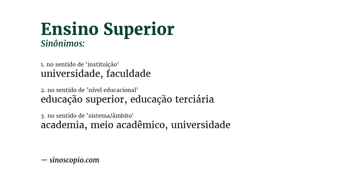 Sinônimo de ensino superior
