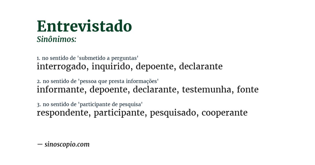 Sinônimo de entrevistado