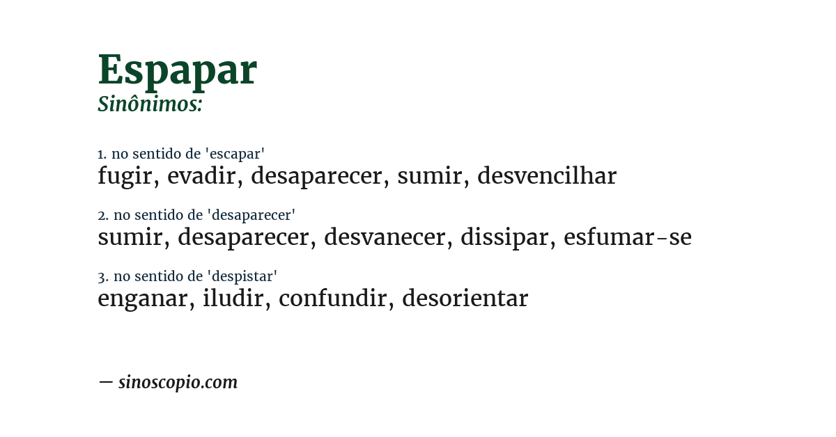 Sinônimo de espapar