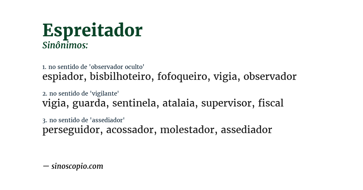 Sinônimo de espreitador