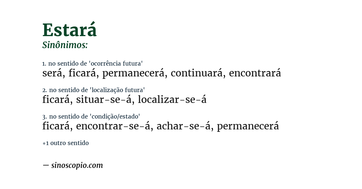 Sinônimo de estará