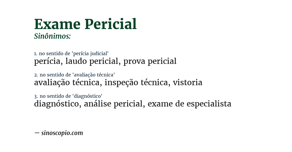 Sinônimo de exame pericial