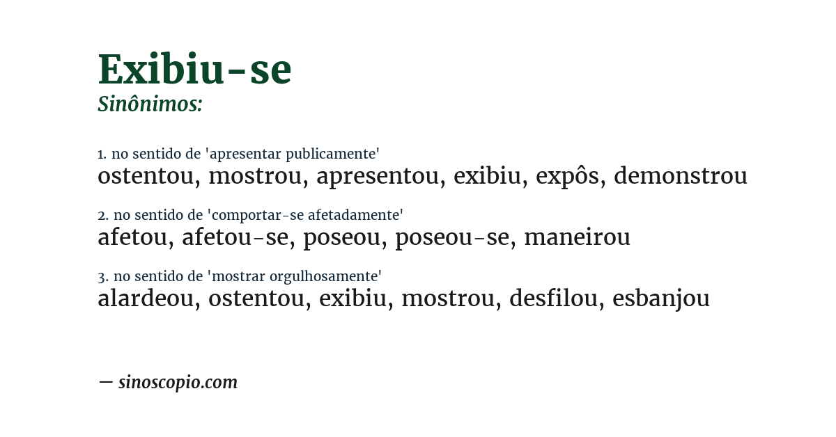 Sinônimo de exibiu-se