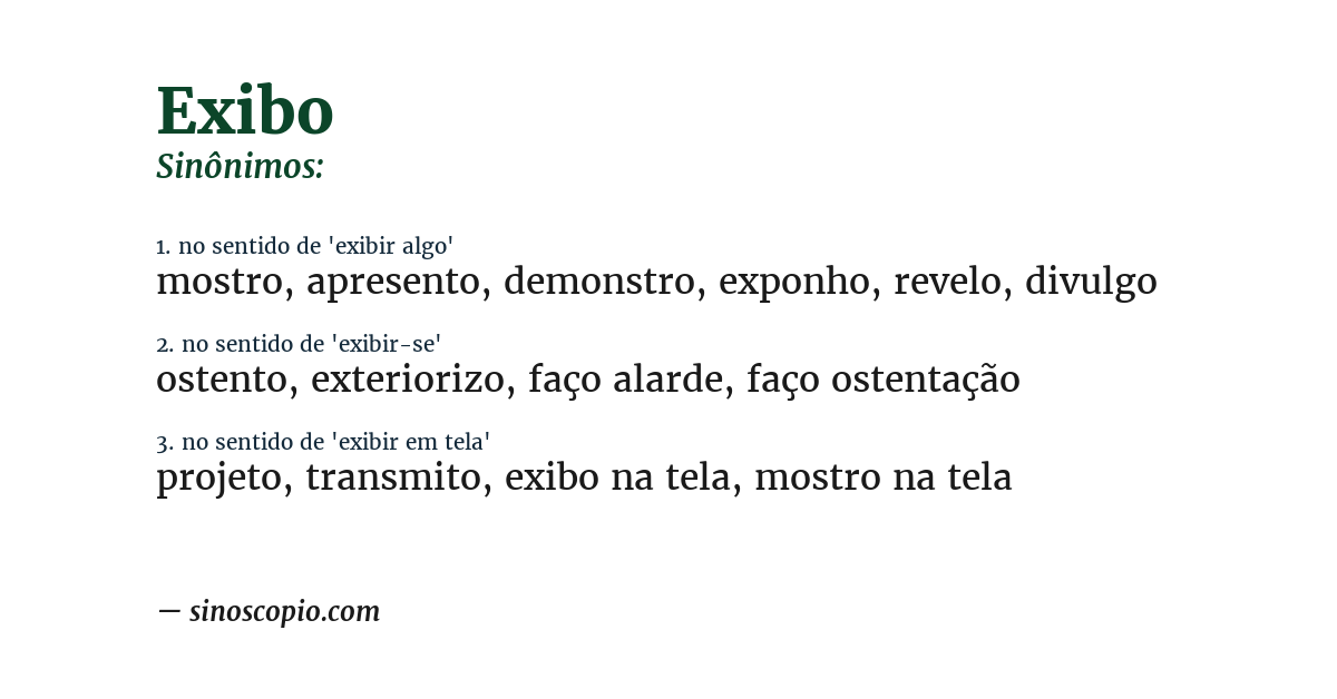 Sinônimo de exibo