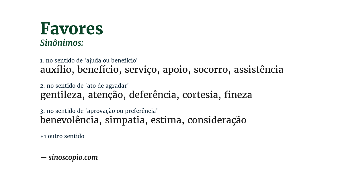 Sinônimo de favores