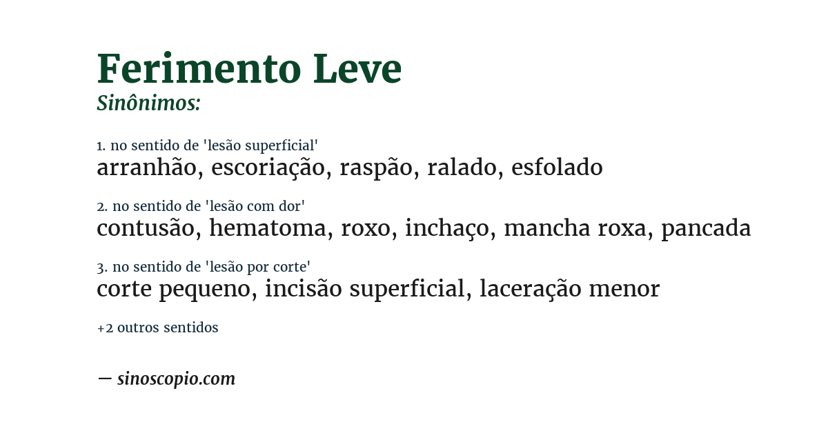 Sinônimo de ferimento leve