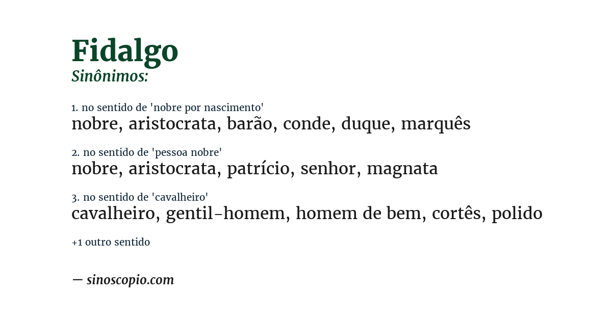 Sinônimo de fidalgo