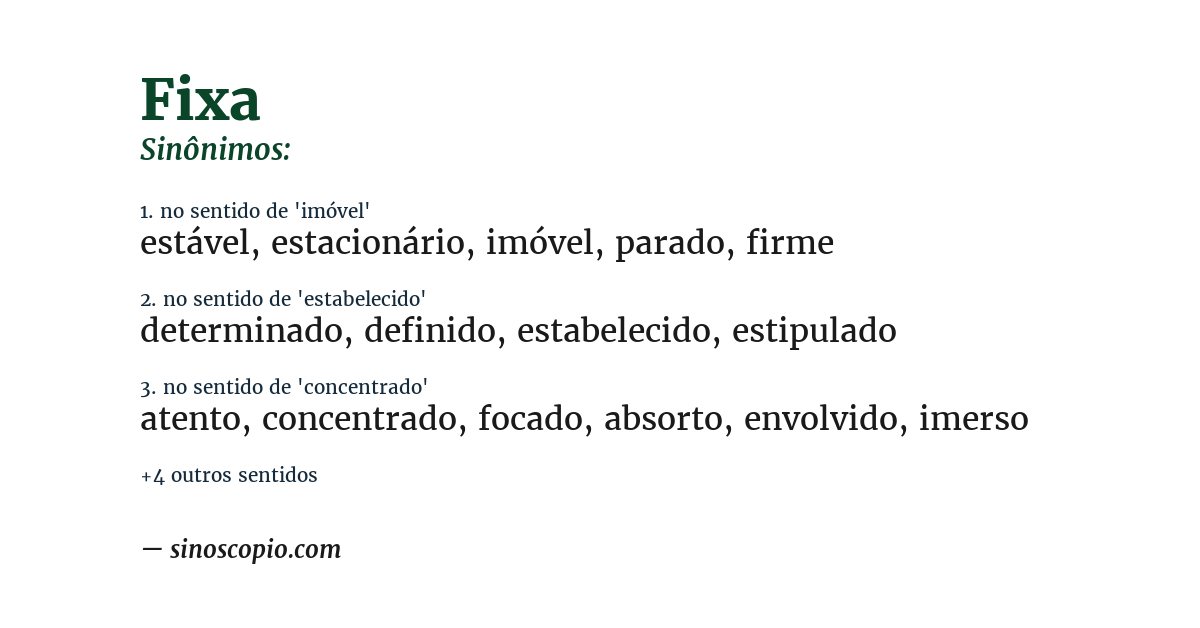 Sinônimo de fixa