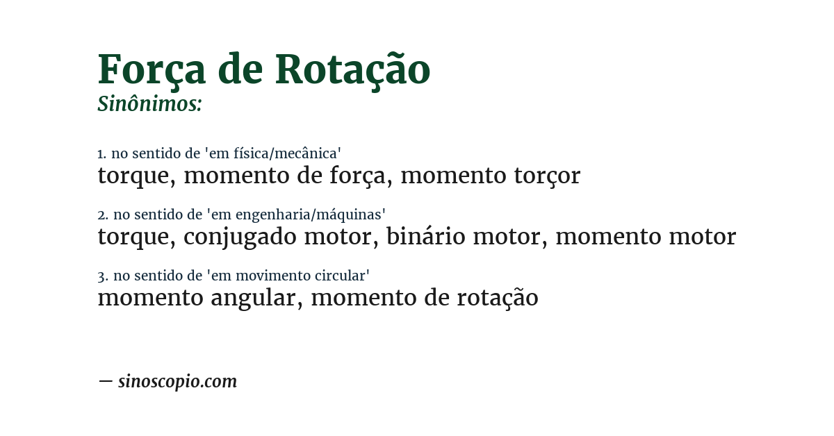 Sinônimo de força de rotação