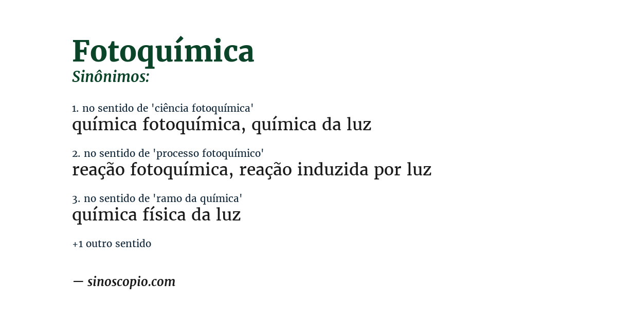 Sinônimo de fotoquímica