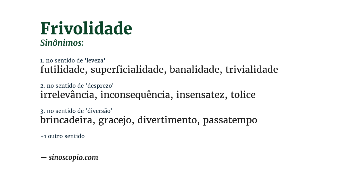 Sinônimo de frivolidade