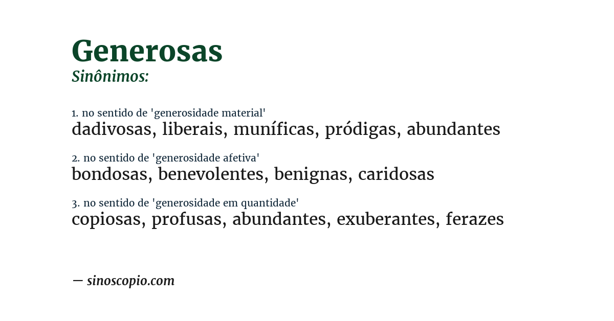Sinônimo de generosas