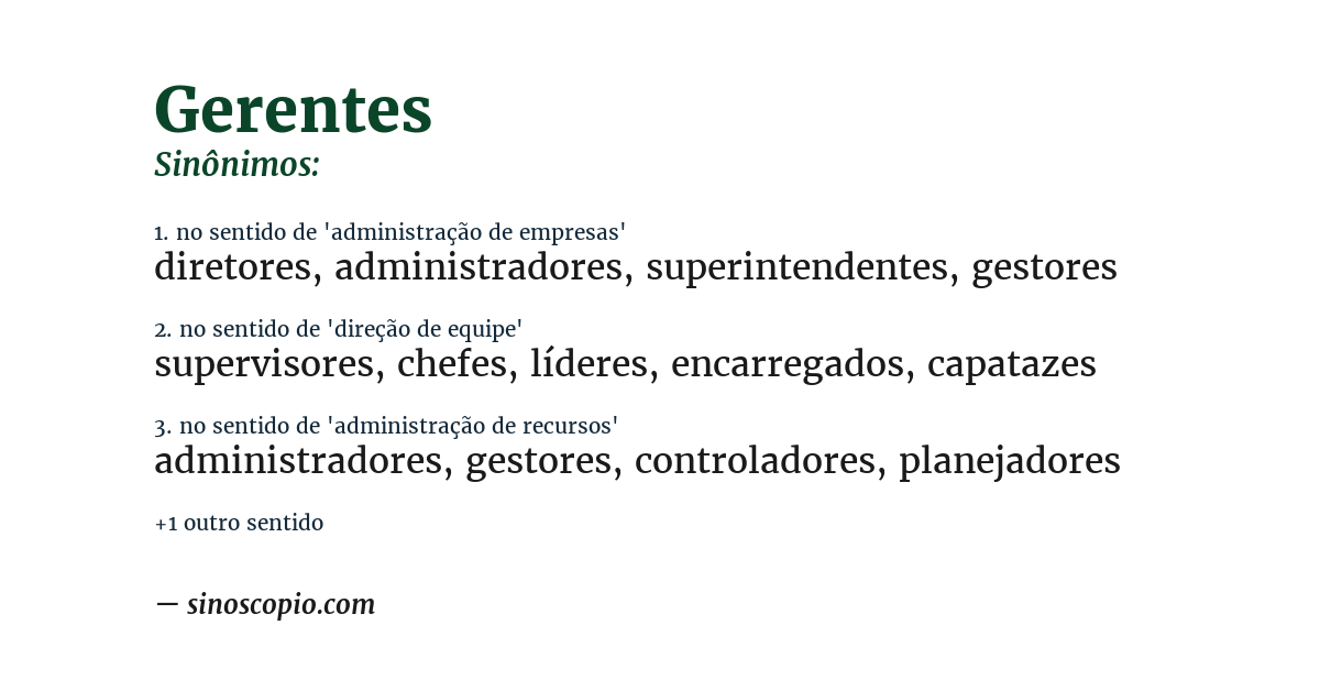 Sinônimo de gerentes