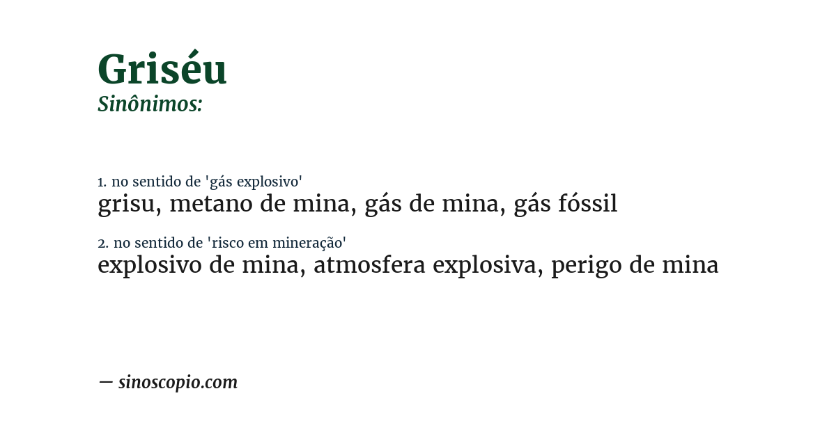Sinônimo de griséu