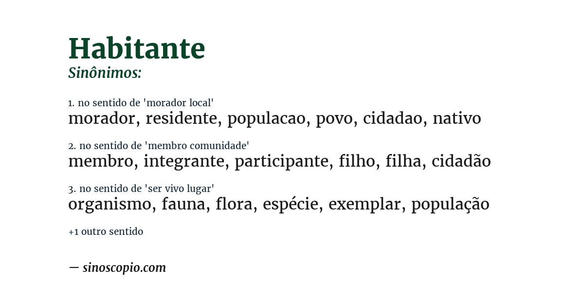 Sinônimo de habitante