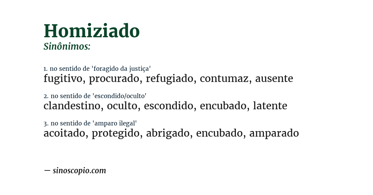 Sinônimo de homiziado