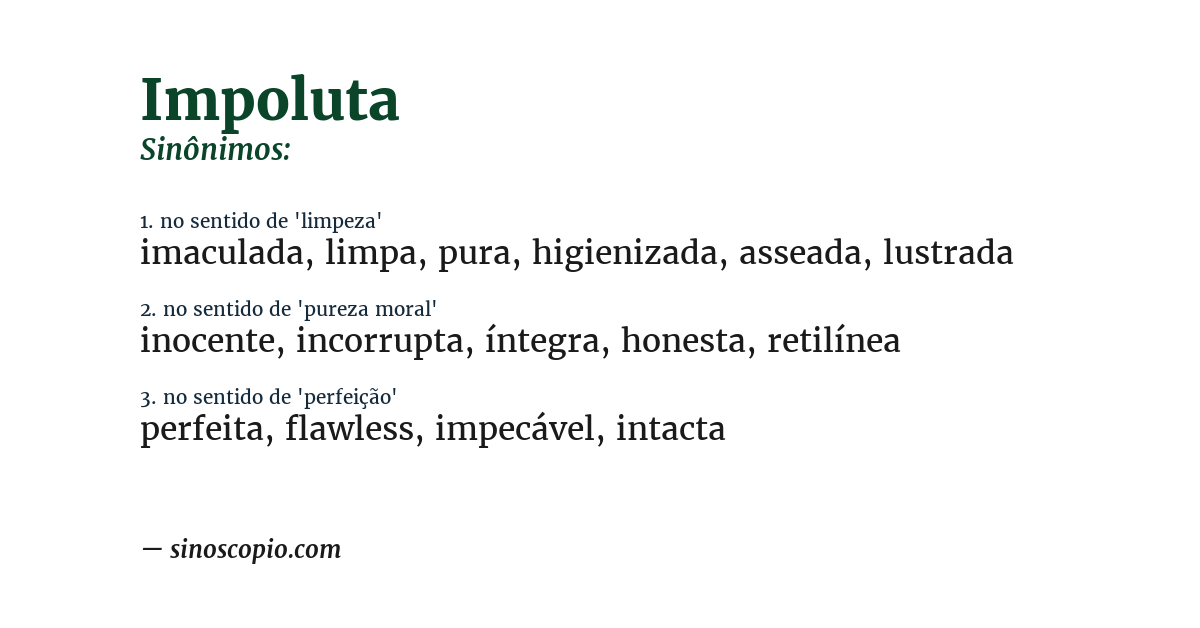 Sinônimo de impoluta