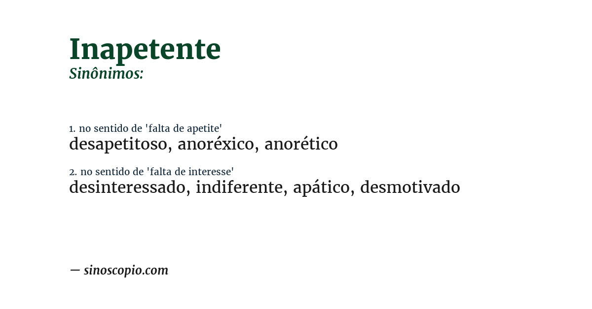 Sinônimo de inapetente