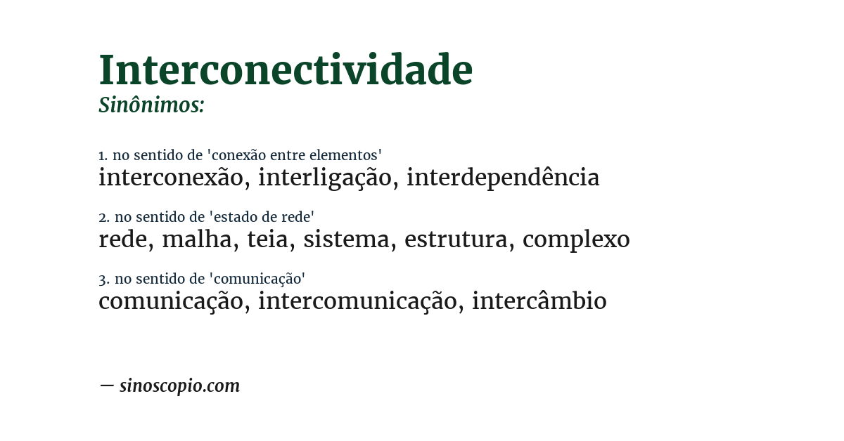 Sinônimo de interconectividade