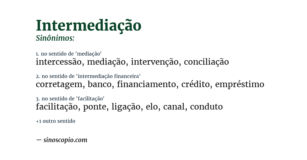Sinônimo de intermediação