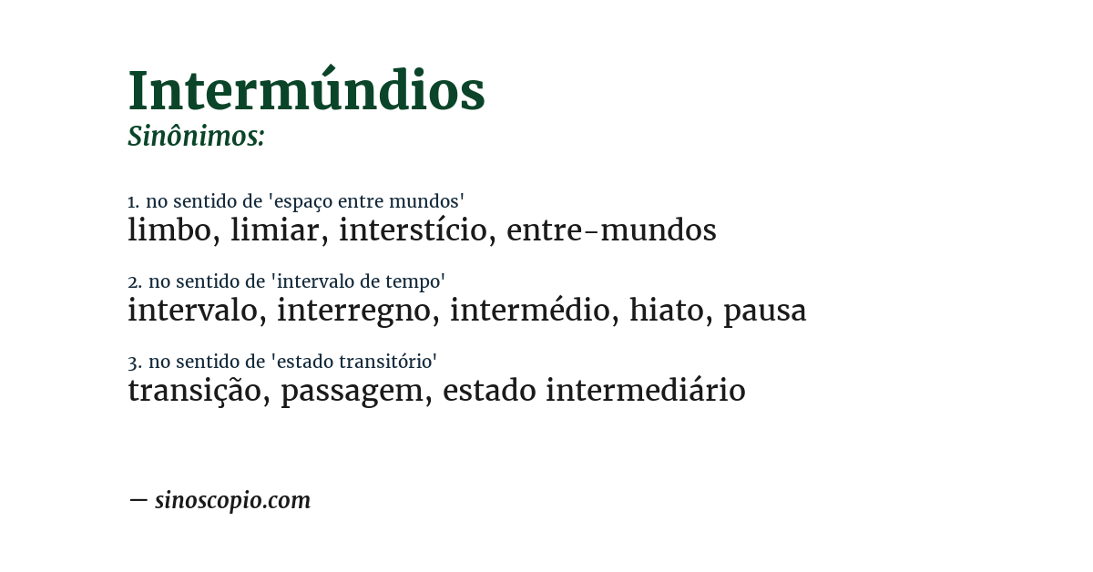 Sinônimo de intermúndios