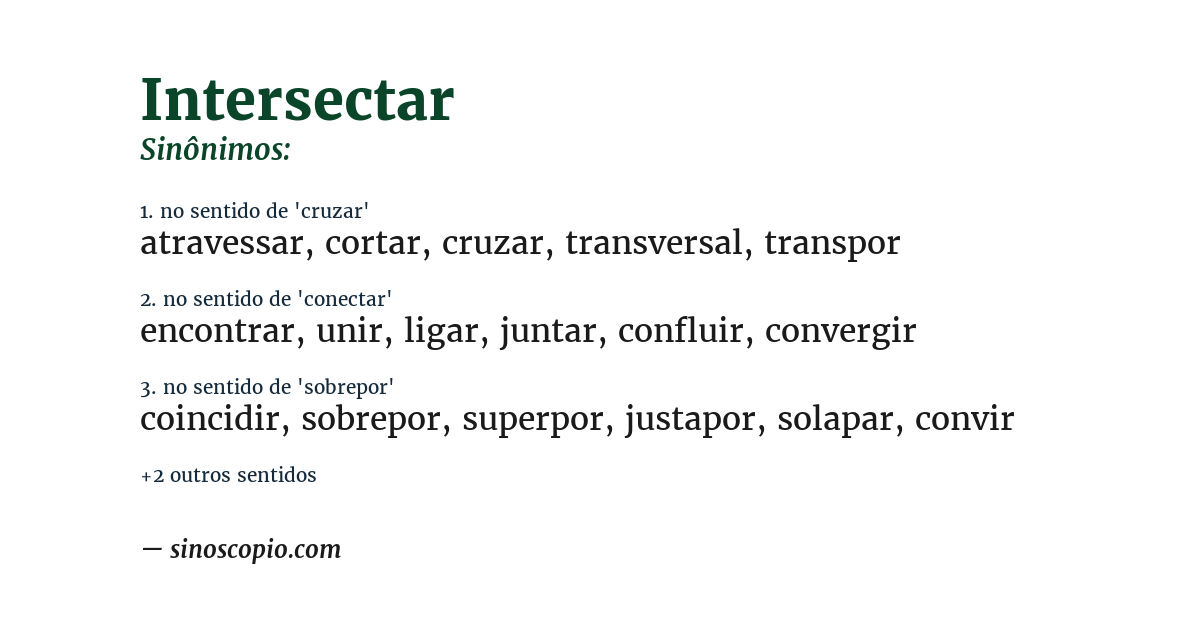 Sinônimo de intersectar