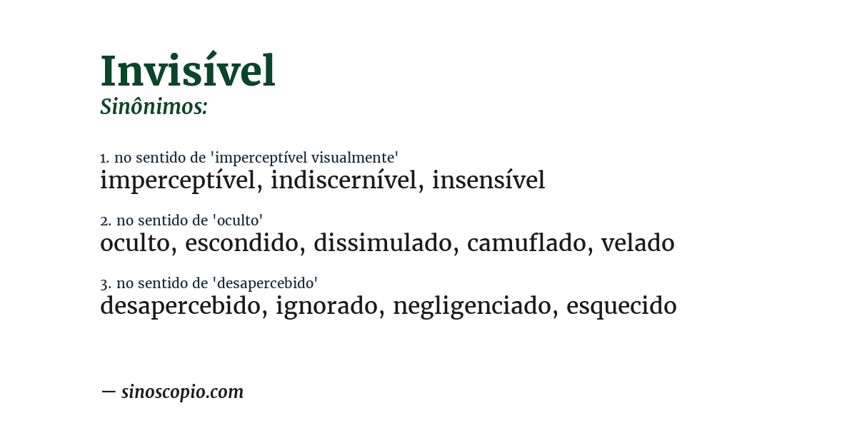 Sinônimo de invisível