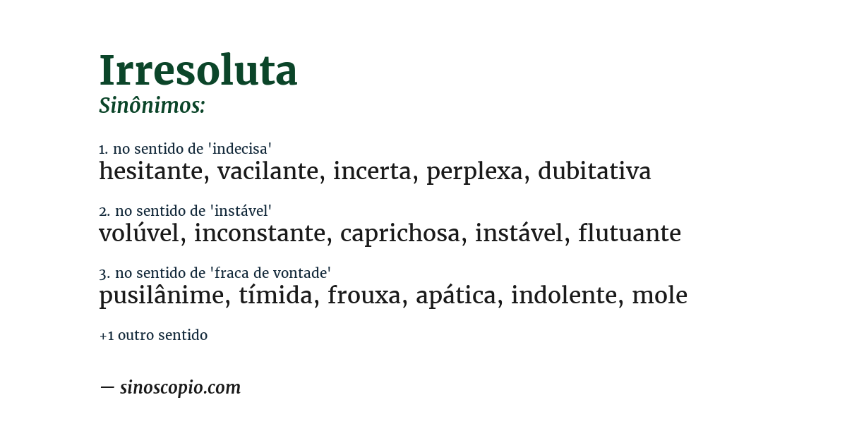 Sinônimo de irresoluta