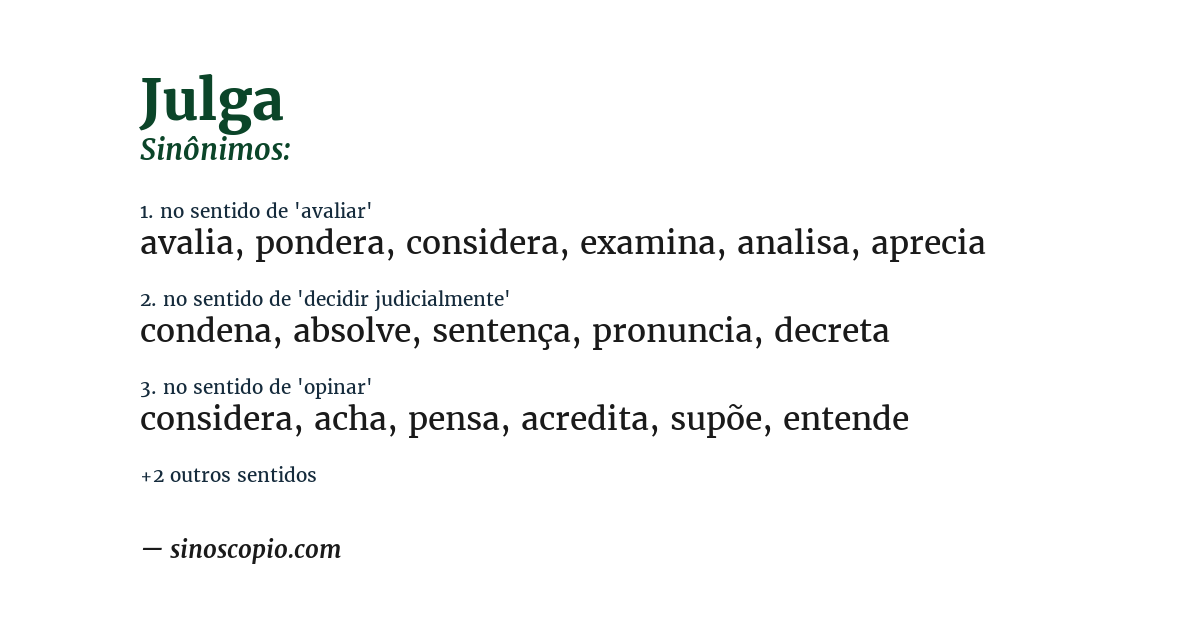 Sinônimo de julga