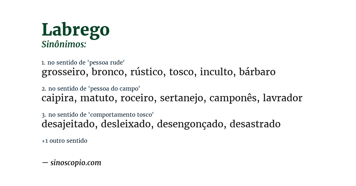 Sinônimo de labrego