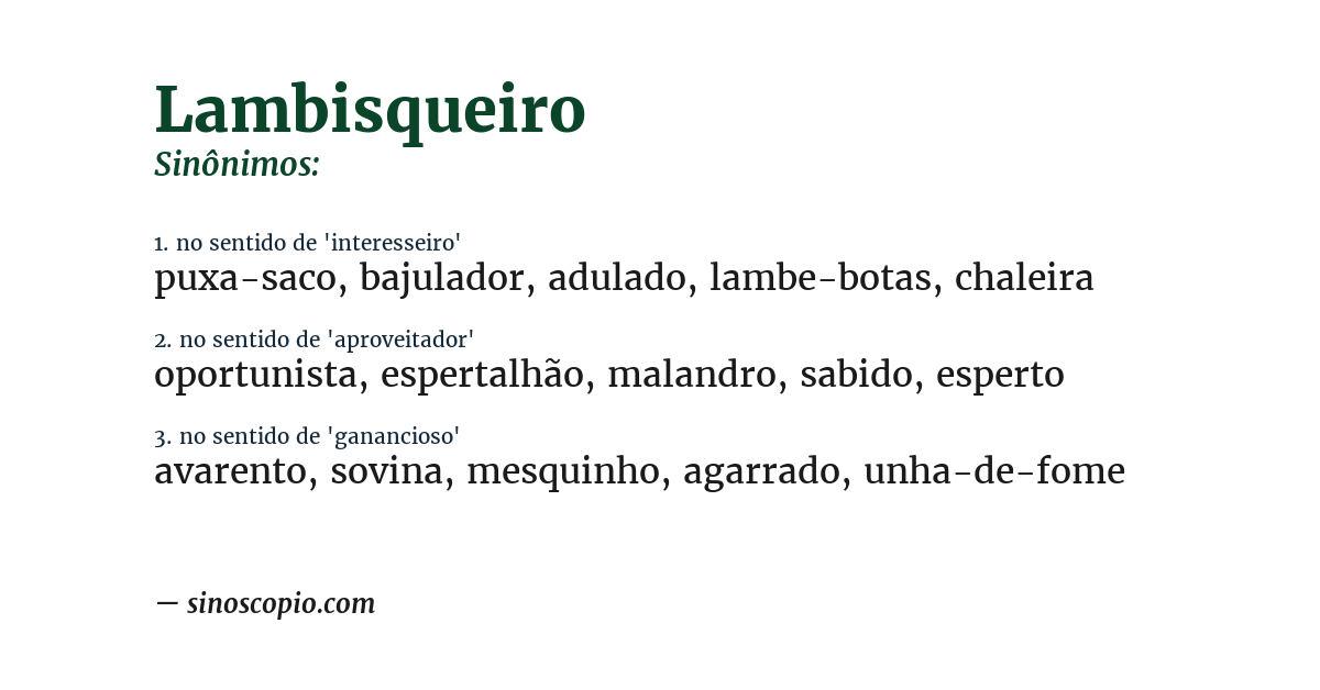 Sinônimo de lambisqueiro
