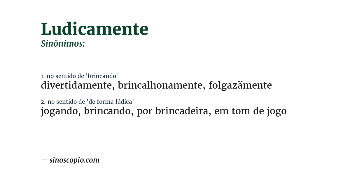 Sinônimo de ludicamente