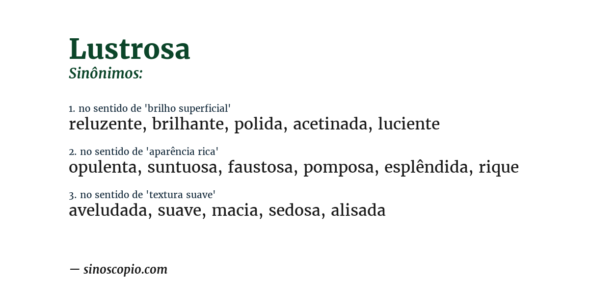 Sinônimo de lustrosa