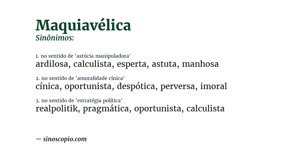 Sinônimo de maquiavélica