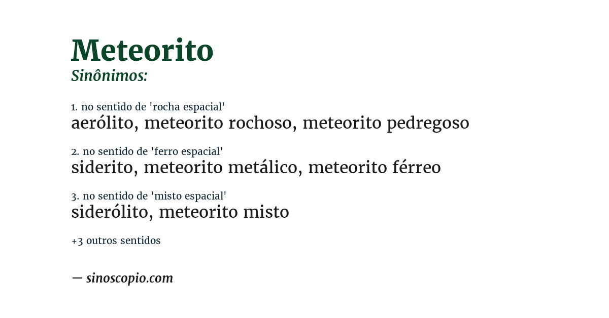 Sinônimo de meteorito