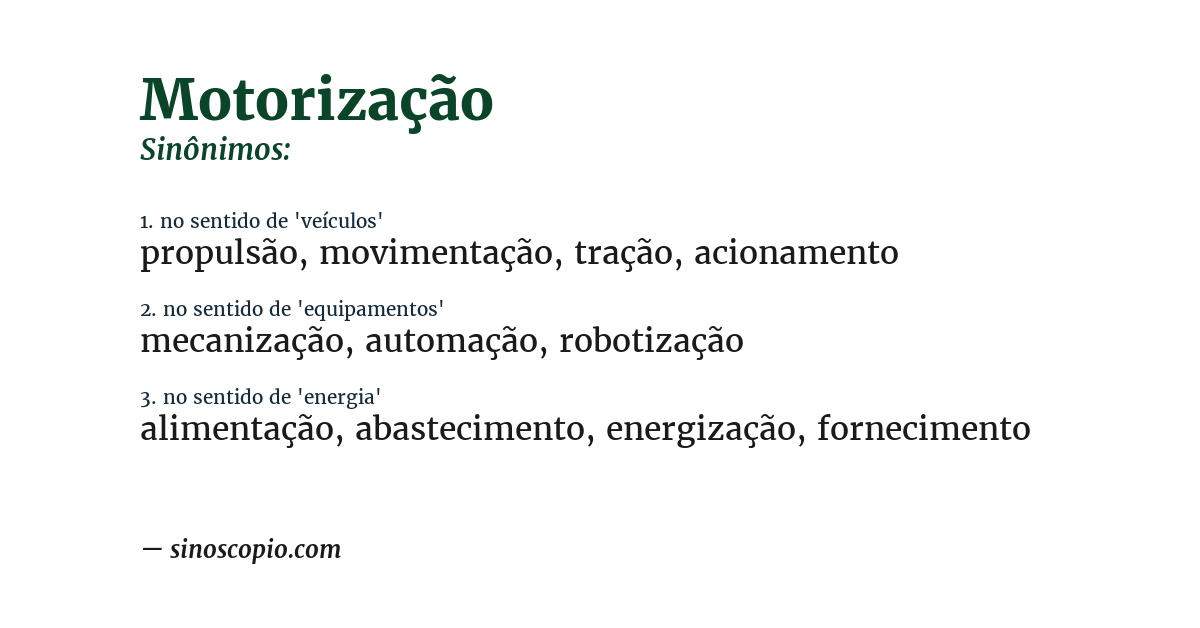 Sinônimo de motorização