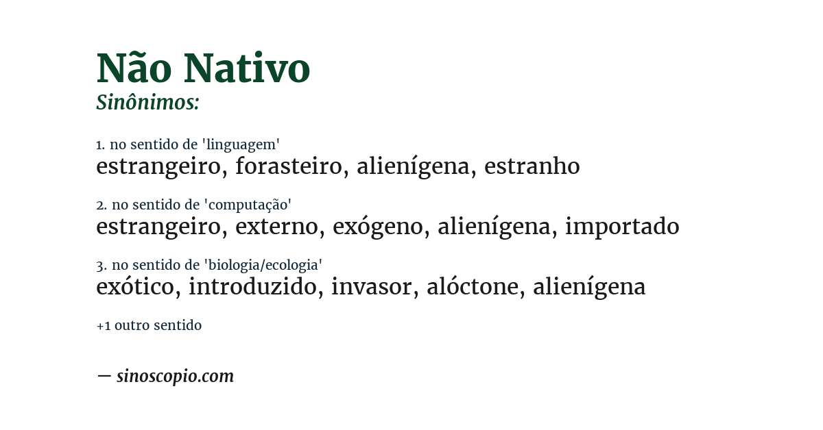 Sinônimo de não nativo