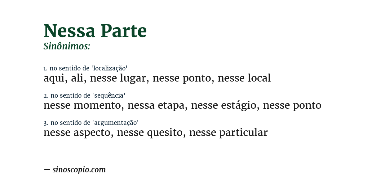 Sinônimo de nessa parte