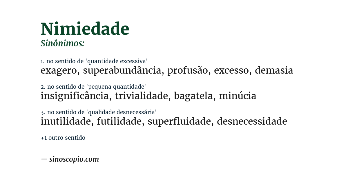 Sinônimo de nimiedade