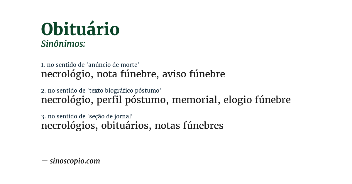 Sinônimo de obituário