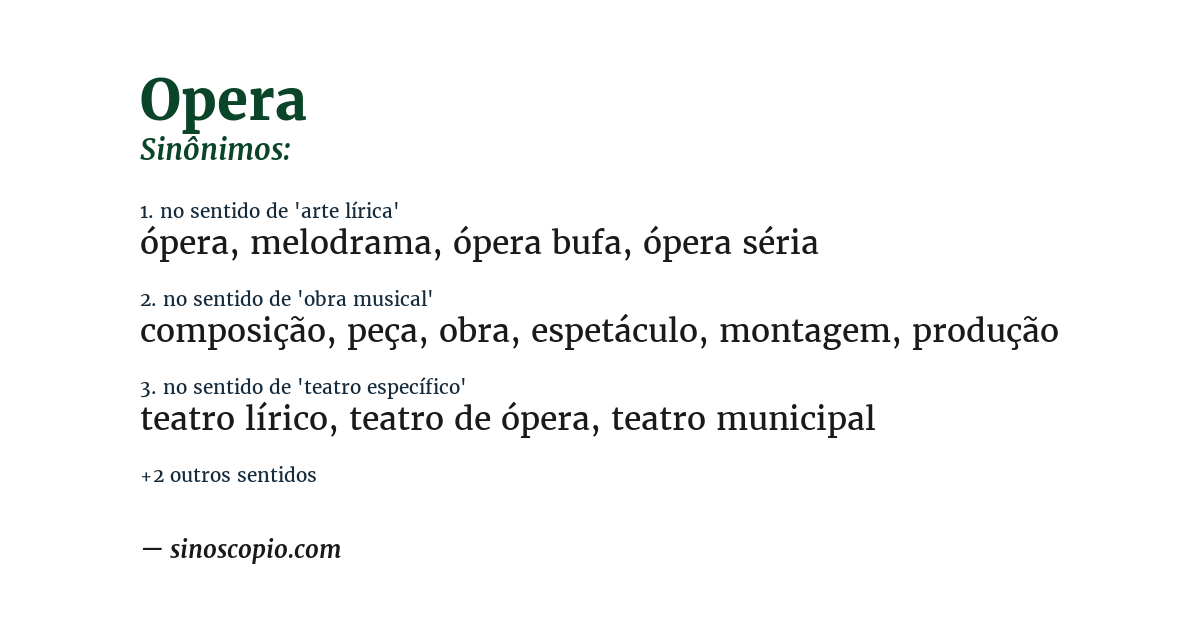 Sinônimo de opera