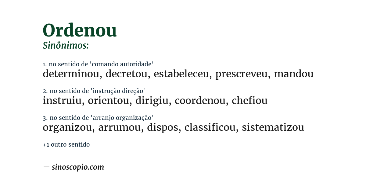 Sinônimo de ordenou